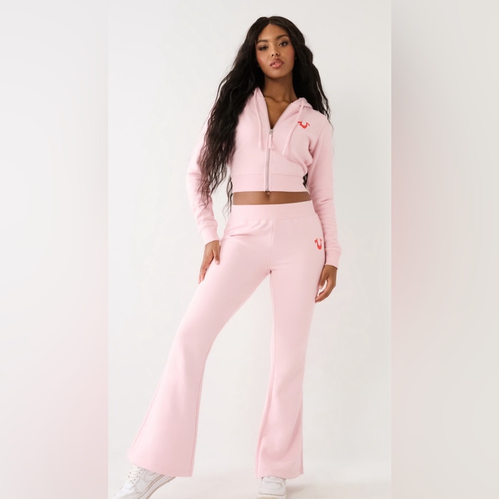 True Religion Women's Light Pink Flare Tracksuit